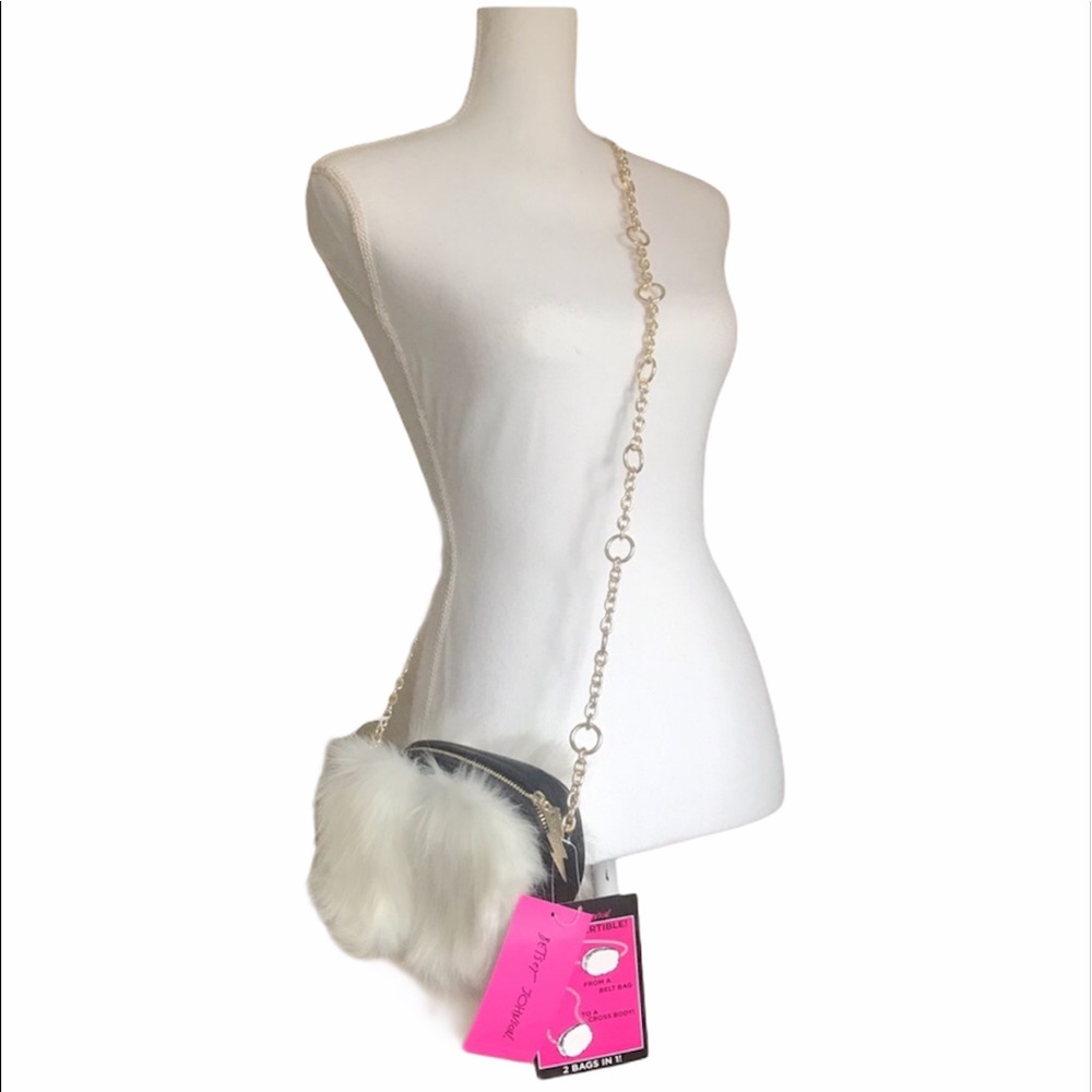 Betsey Johnson Faux Fur Crossbody Belt Bag